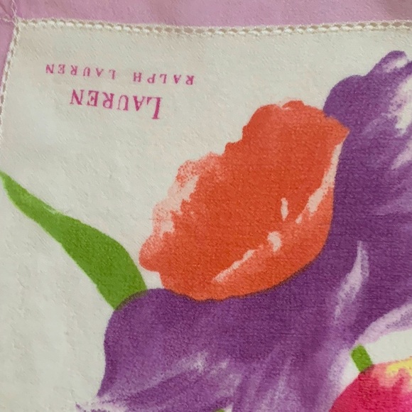 Ralph Lauren Silk Scarf Chiffon Soft Delicate Floral Embroidered 32" Vintage - Picture 11 of 12